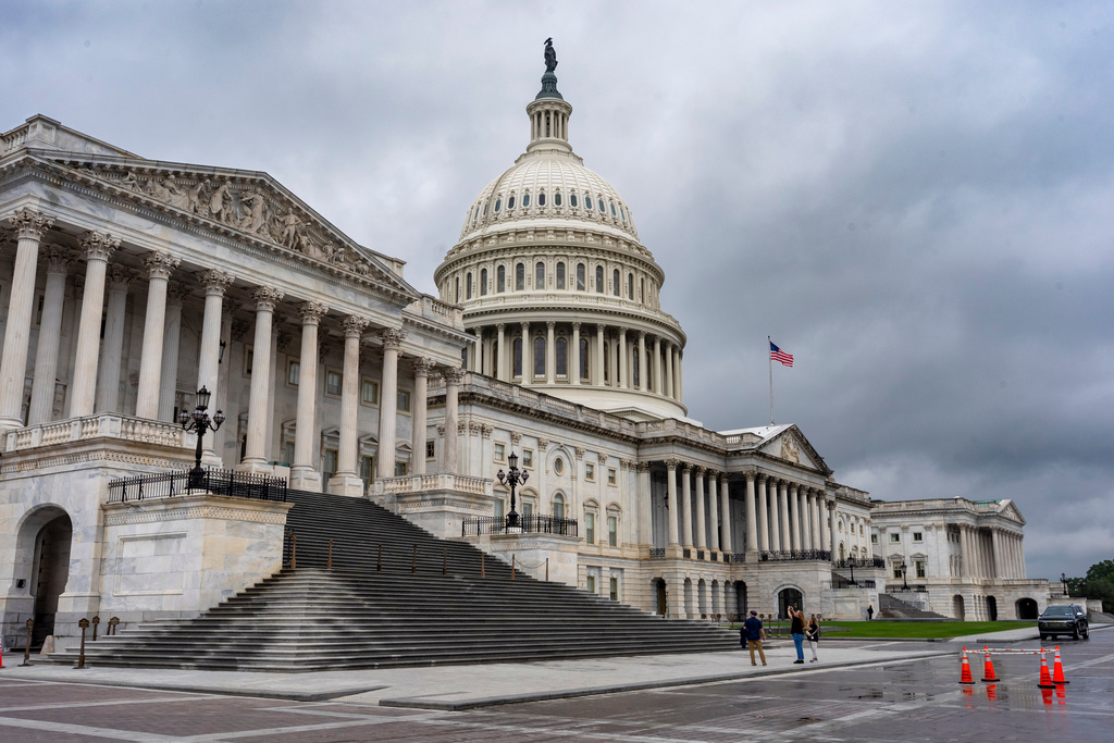 The Capitol is seen during rainy weather just days before federal money runs out which could trigger a government shutdown, in Washington, Thursday, Sept. 25, 2025. (AP)